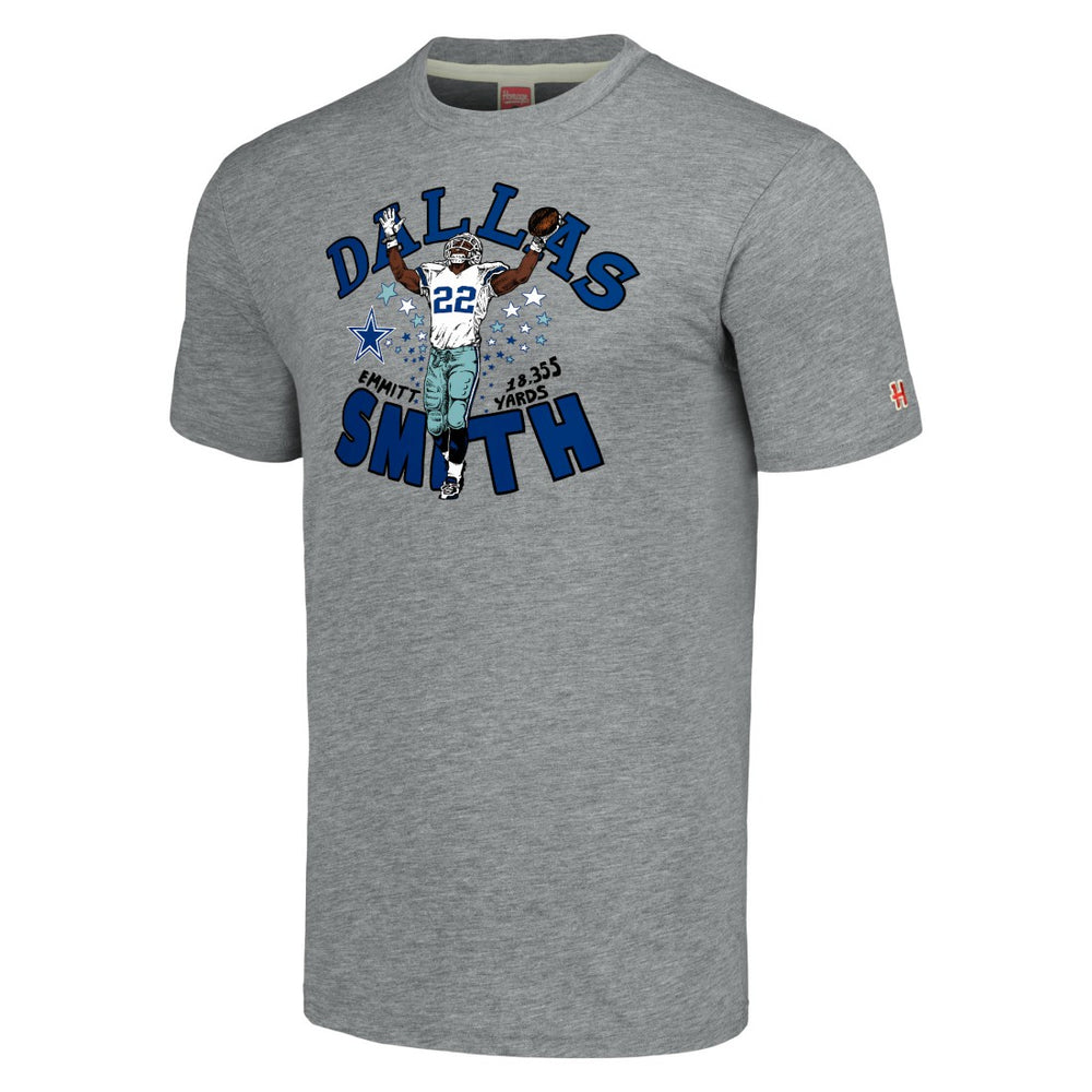 Emmitt Smith Dallas Cowboys Homage Unisex Caricature Retired Player Tri-Blend T-Shirt - Gray online