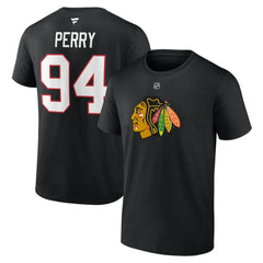 Corey Perry Chicago Blackhawks Fanatics Authentic Stack Name & Number T-Shirt Black