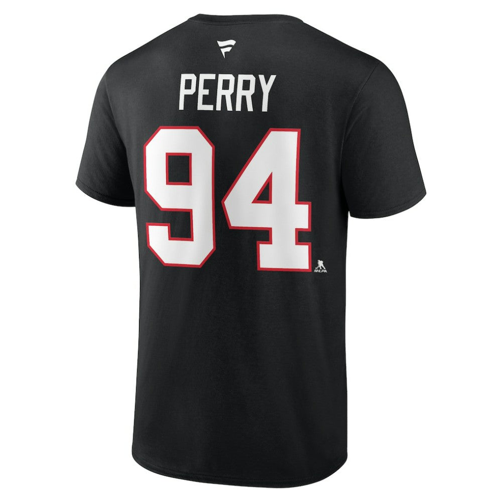 Corey Perry Chicago Blackhawks Fanatics Authentic Stack Name & Number T-Shirt Black