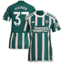 Kobbie Mainoo Manchester United Women's 2023/24 Away Replica Player Jersey - Green | Adidas cheap
