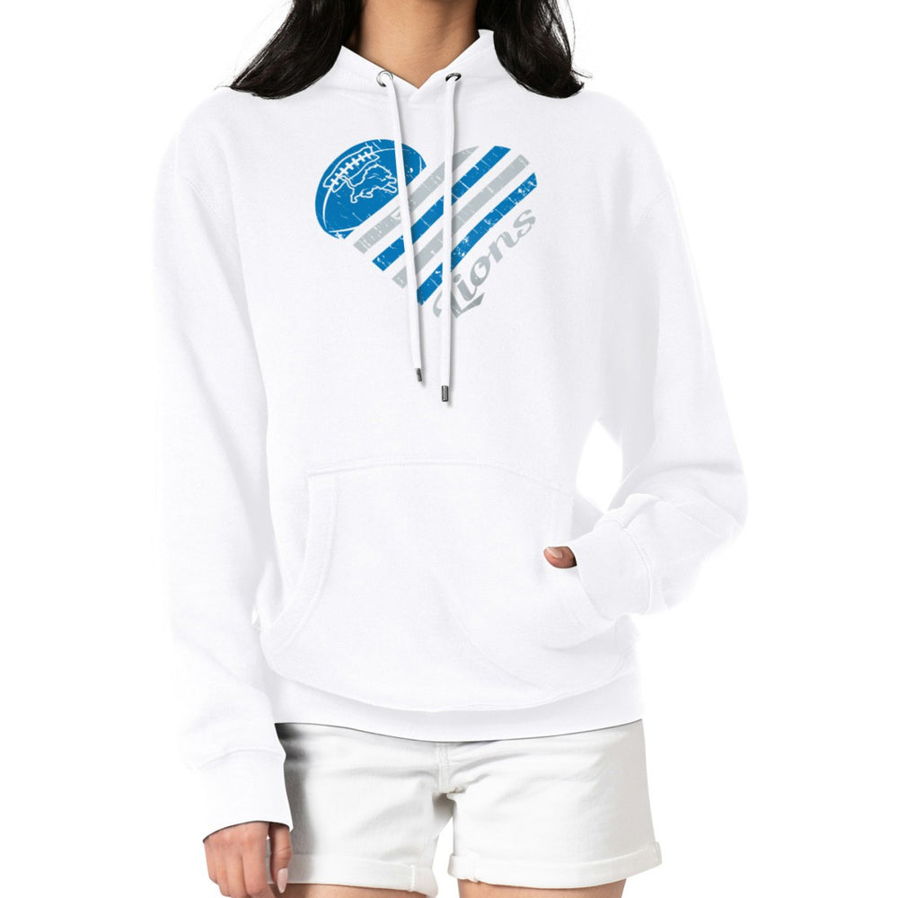 Detroit Lions G-III 4Her by Carl Banks Women's Heart Graphic Fleece Pullover Hoodie - White discount