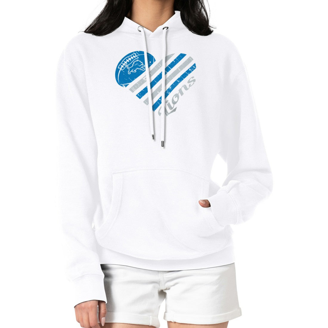 Detroit Lions G-III 4Her by Carl Banks Women's Heart Graphic Fleece Pullover Hoodie - White discount