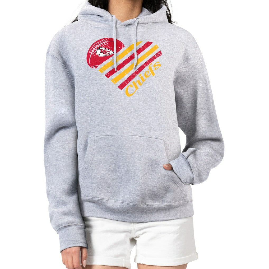 Kansas City Chiefs G-III 4Her by Carl Banks Women's Heart Graphic Fleece Pullover Hoodie - Heather Gray online