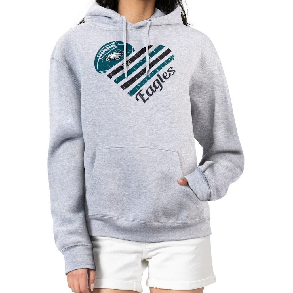Philadelphia Eagles G-III 4Her by Carl Banks Women's Heart Graphic Fleece Pullover Hoodie - Heather Gray on sale