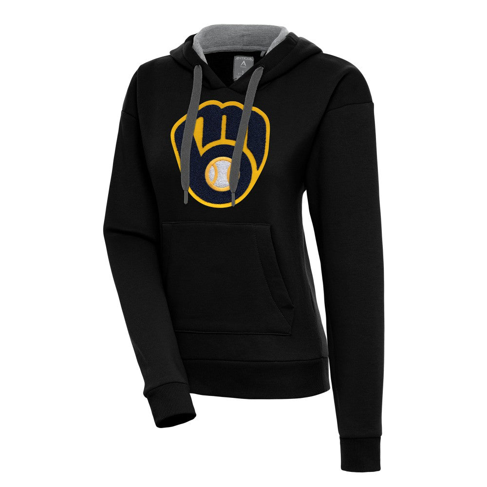 Milwaukee Brewers Antigua Women's Victory Pullover Hoodie - Black