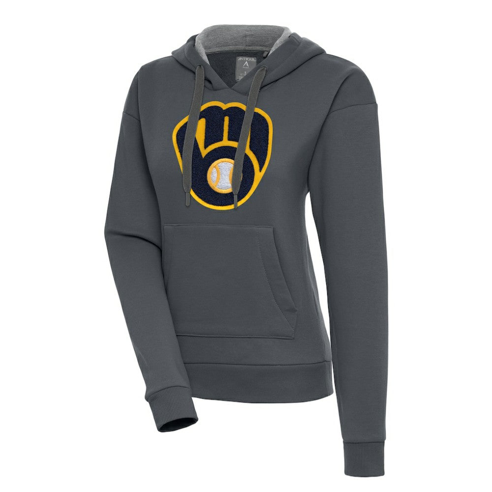 Milwaukee Brewers Antigua Women's Victory Pullover Hoodie - Charcoal