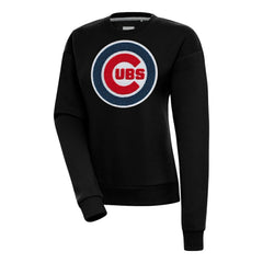 Chicago Cubs Antigua Women's Victory Chenille Pullover Sweatshirt - Black