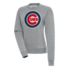 Chicago Cubs Antigua Women's Victory Chenille Pullover Sweatshirt - Heather Gray