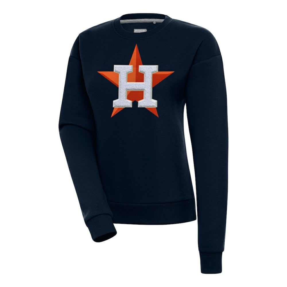 Houston Astros Antigua Women's Victory Chenille Pullover Sweatshirt - Navy