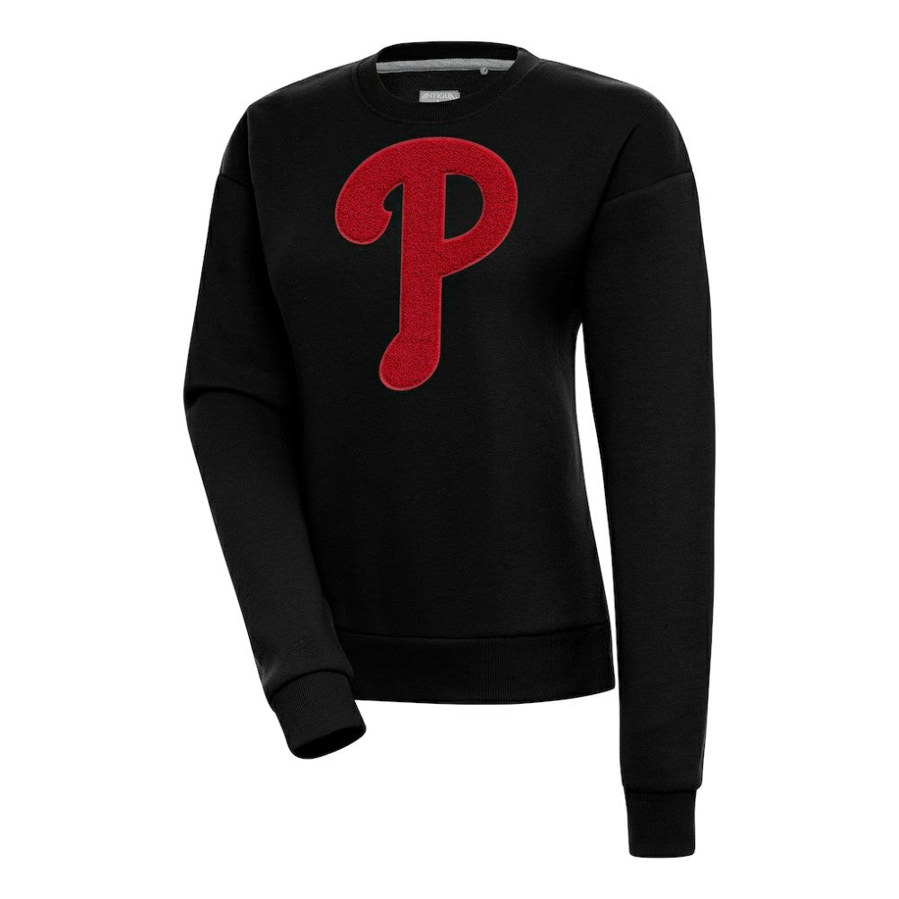 Philadelphia Phillies Antigua Women's Victory Chenille Pullover Sweatshirt - Black