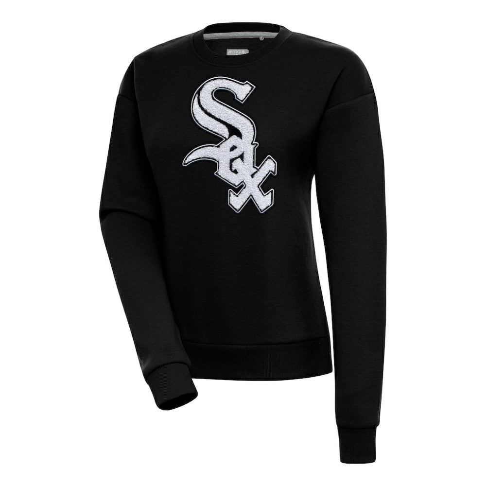 Chicago White Sox Antigua Women's Victory Chenille Pullover Sweatshirt - Black