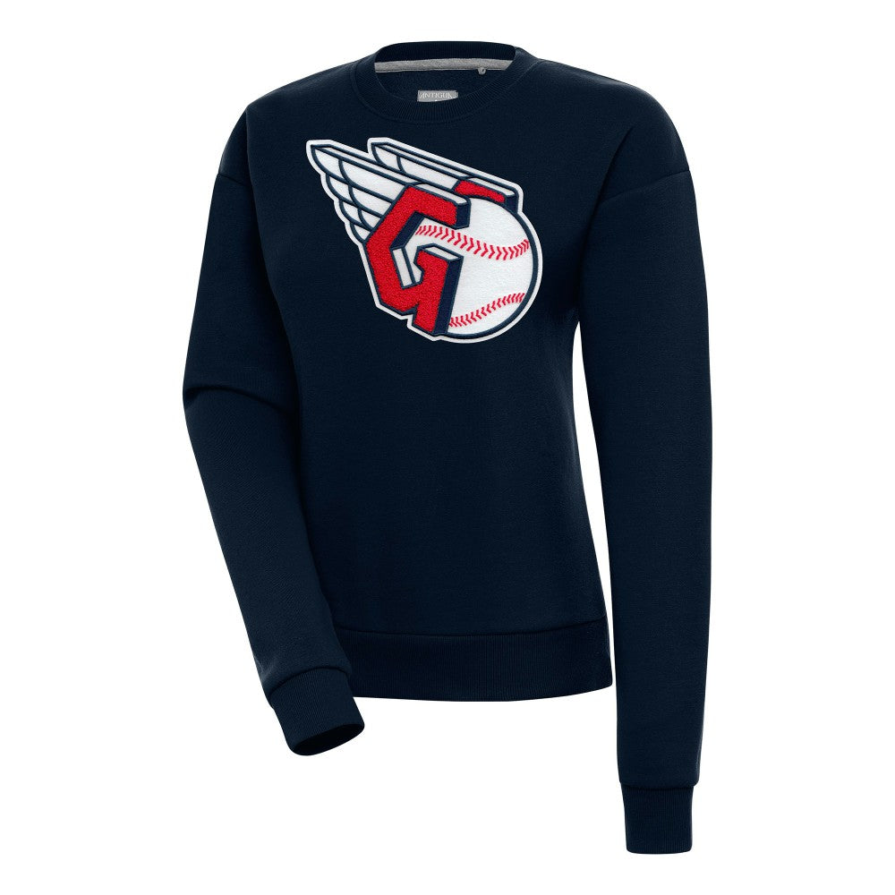 Cleveland Guardians Antigua Women's Victory Chenille Pullover Sweatshirt - Navy