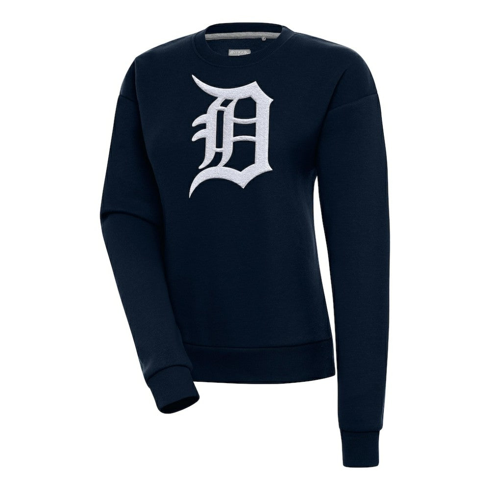 Detroit Tigers Antigua Women's Victory Chenille Pullover Sweatshirt - Navy