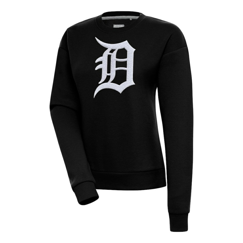 Detroit Tigers Antigua Women's Victory Chenille Pullover Sweatshirt - Black