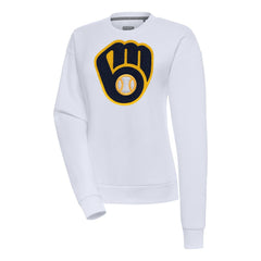 Milwaukee Brewers Antigua Women's Victory Chenille Pullover Sweatshirt - White
