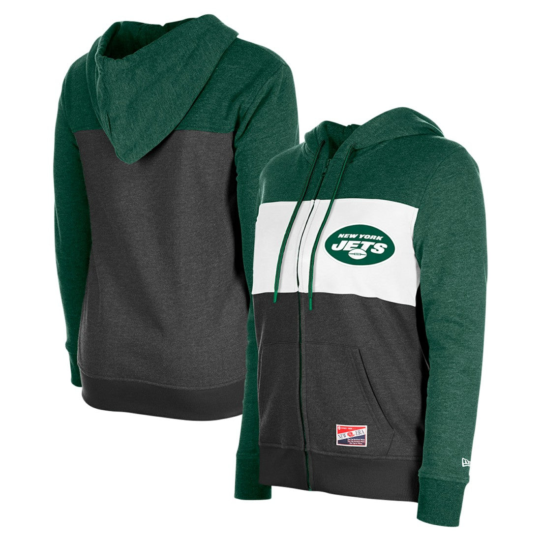 New York Jets New Era Women's Color-Block Full-Zip Hoodie - Green cheap