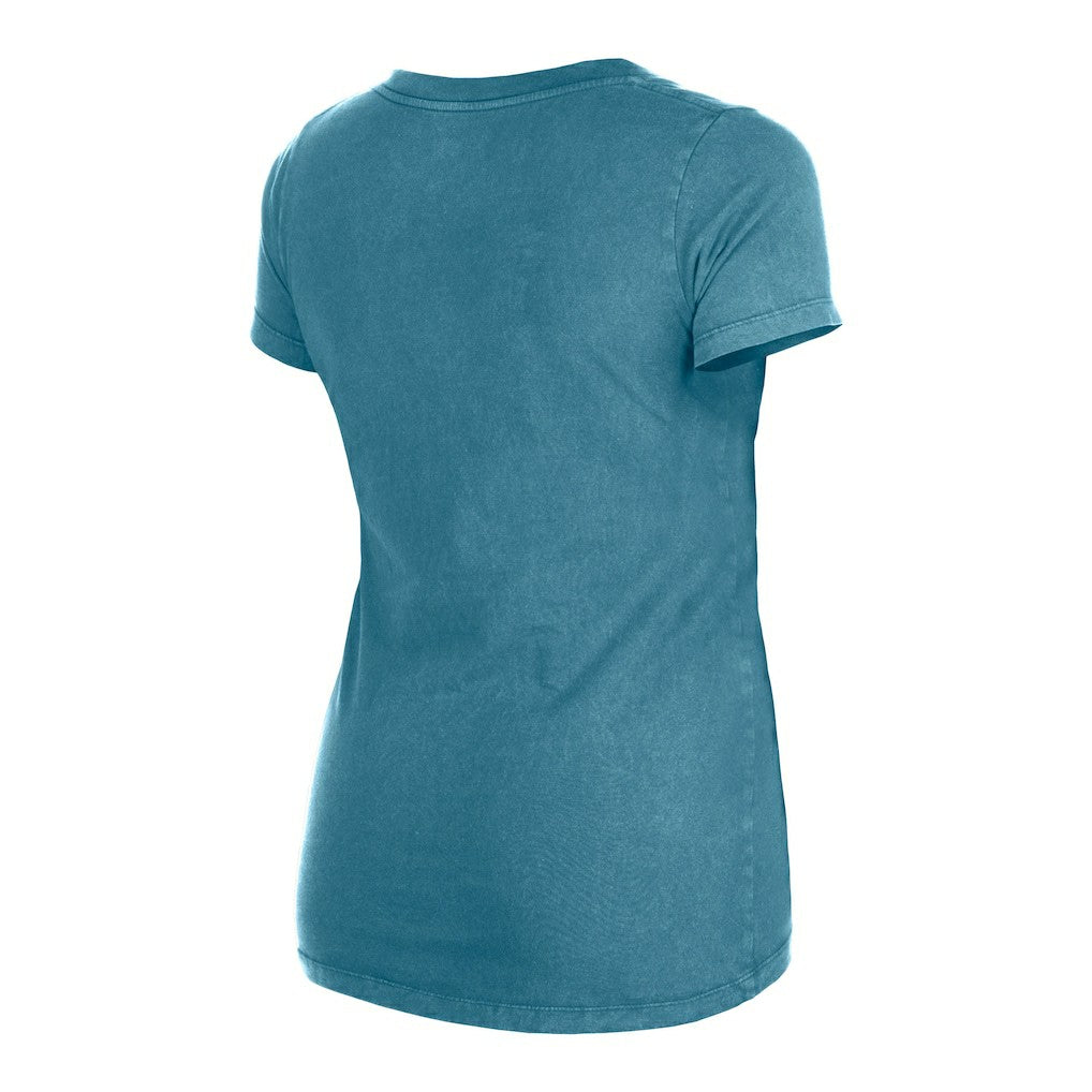 Miami Dolphins New Era Women's Enzyme Wash Low V-Neck T-Shirt - Aqua outlet