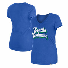 Seattle Seahawks New Era Women's Enzyme Wash Low V-Neck T-Shirt - Royal cheap