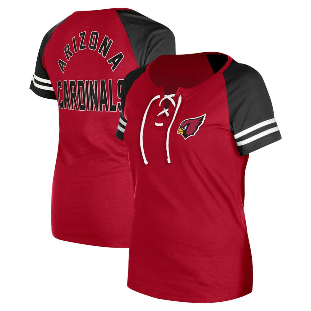 Arizona Cardinals New Era Women's Lace-Up Raglan T-Shirt - Cardinal discount