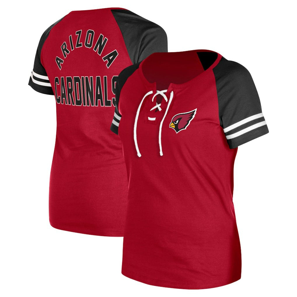 Arizona Cardinals New Era Women's Lace-Up Raglan T-Shirt - Cardinal discount