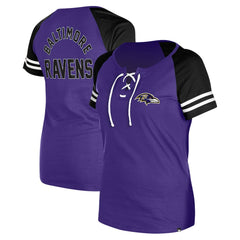 Baltimore Ravens New Era Women's Lace-Up Raglan T-Shirt - Purple sale