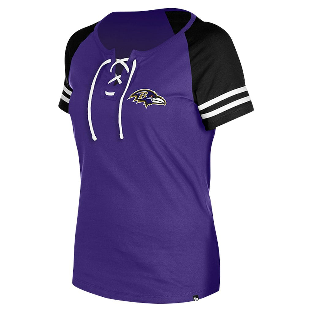Baltimore Ravens New Era Women's Lace-Up Raglan T-Shirt - Purple sale