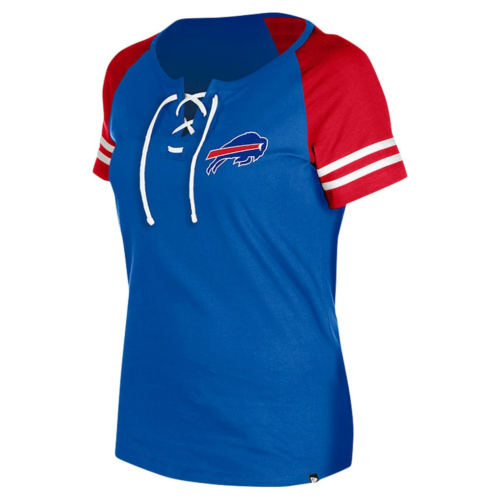 Buffalo Bills New Era Women's Lace-Up Raglan T-Shirt - Royal cheap