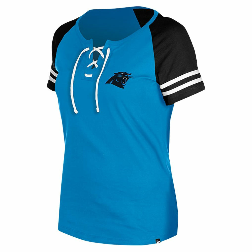 Carolina Panthers New Era Women's Lace-Up Raglan T-Shirt - Blue online