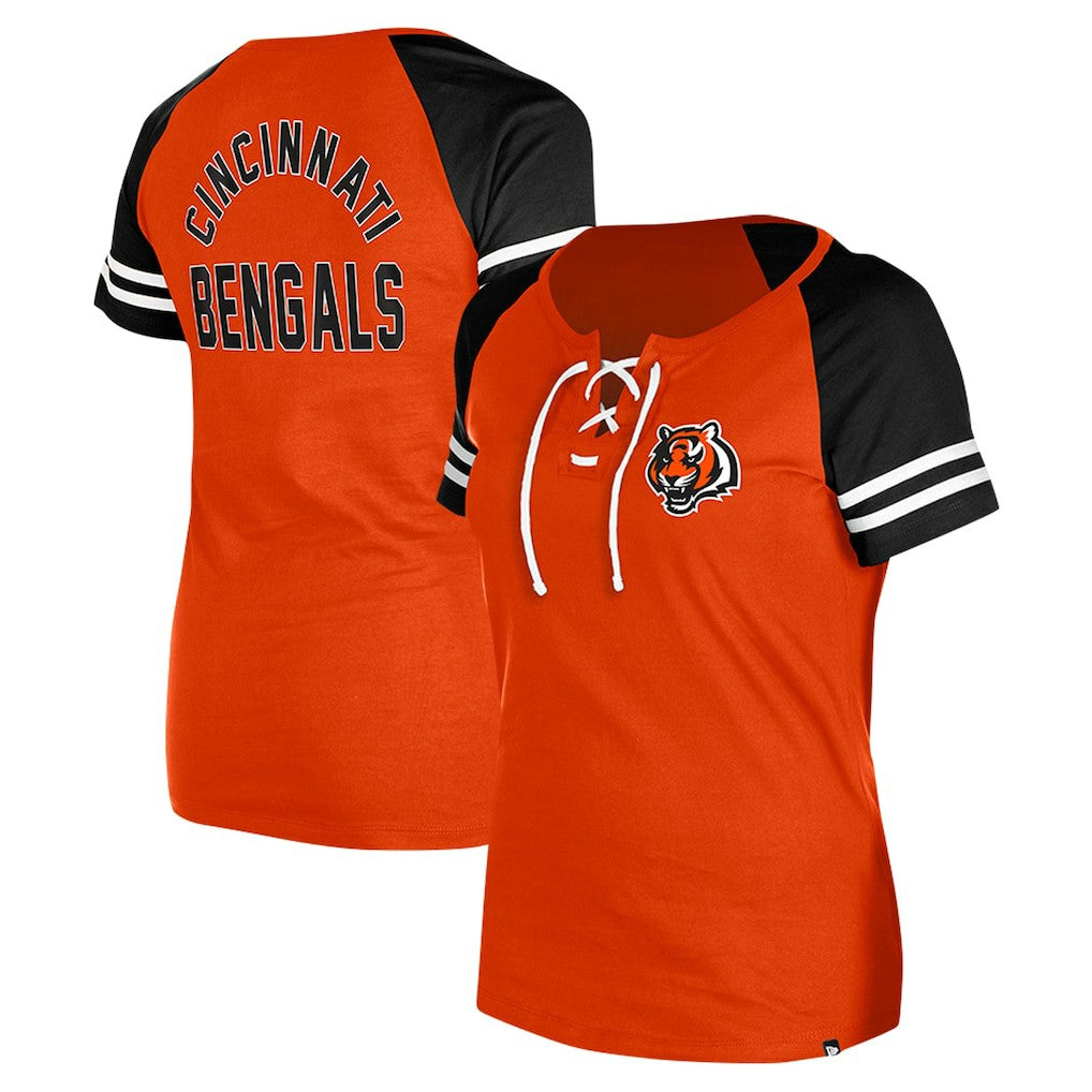 Cincinnati Bengals New Era Women's Lace-Up Raglan T-Shirt - Orange cheap