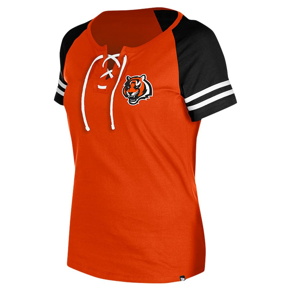 Cincinnati Bengals New Era Women's Lace-Up Raglan T-Shirt - Orange cheap