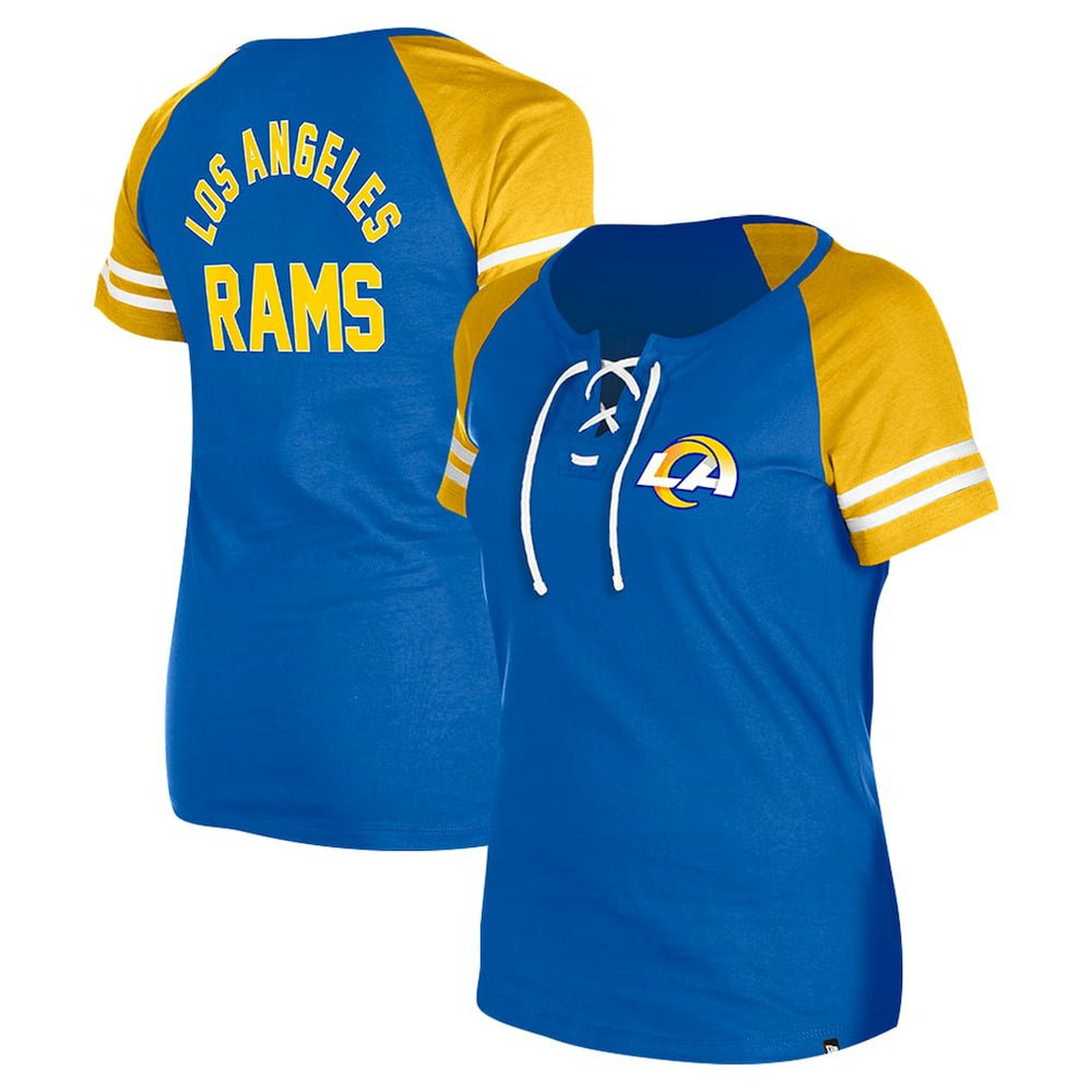 Los Angeles Rams New Era Women's Lace-Up Raglan T-Shirt - Royal for sale