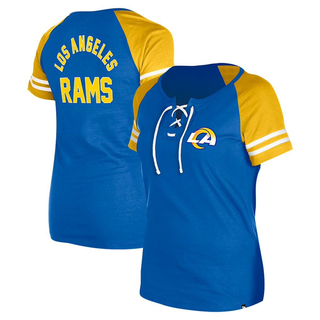 Los Angeles Rams New Era Women's Lace-Up Raglan T-Shirt - Royal for sale