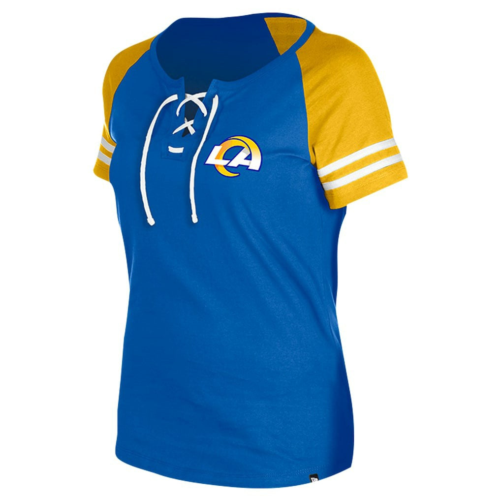 Los Angeles Rams New Era Women's Lace-Up Raglan T-Shirt - Royal for sale