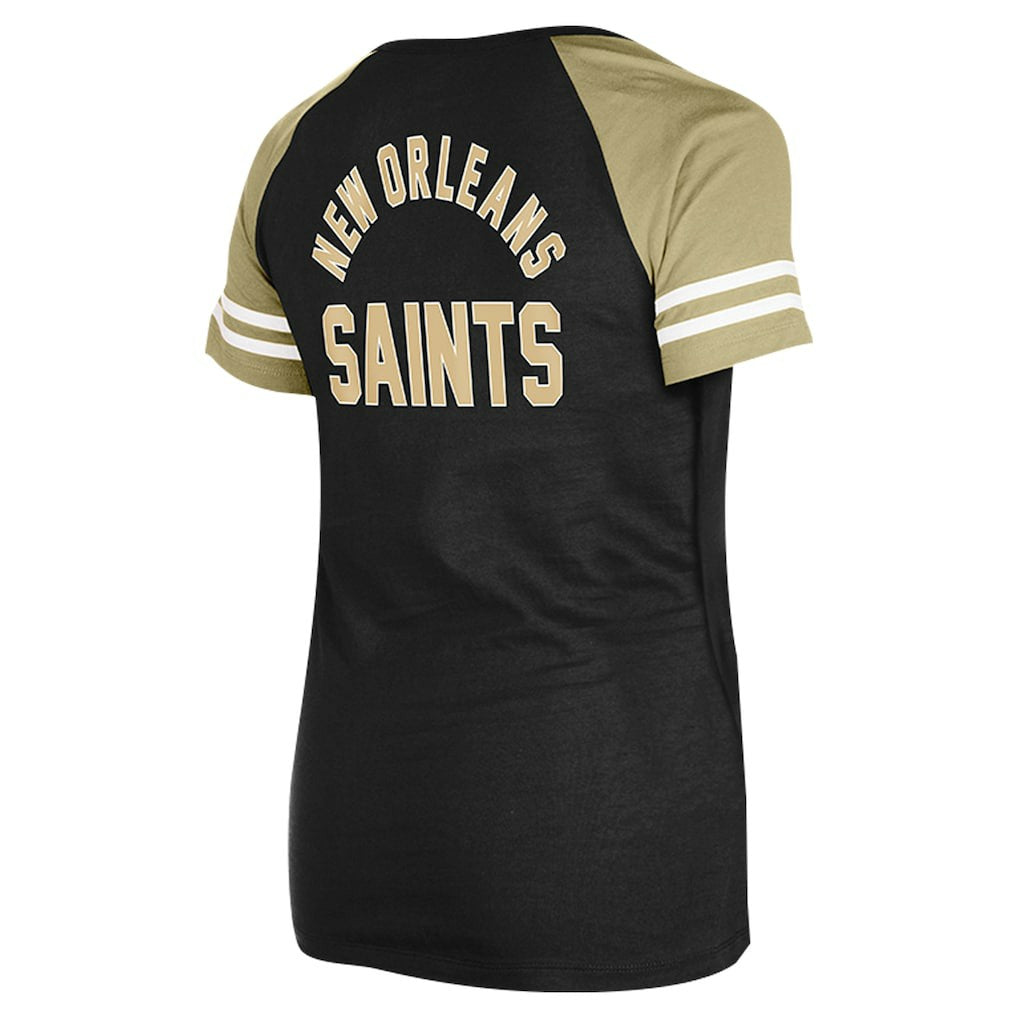 New Orleans Saints New Era Women's Lace-Up Raglan T-Shirt - Black discount