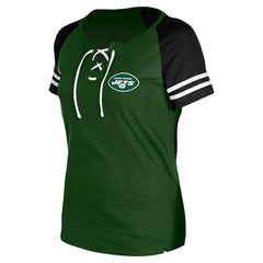 New York Jets New Era Women's Lace-Up Raglan T-Shirt - Green on sale