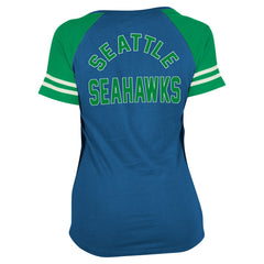 Seattle Seahawks New Era Women's Throwback Lace-Up Raglan T-Shirt - Royal outlet