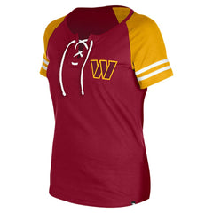 Washington Commanders New Era Women's Lace-Up Raglan T-Shirt - Burgundy for sale