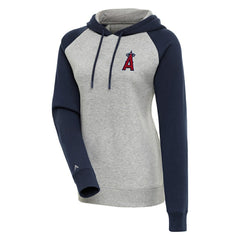 Los Angeles Angels Antigua Women's Victory Raglan Sleeve Pullover Hoodie - Heather Gray/Navy