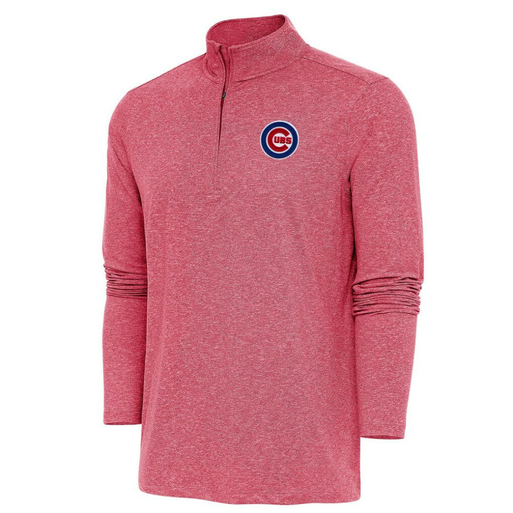 Chicago Cubs Antigua Hunk Quarter-Zip Pullover Top - Heather Red