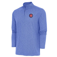 Chicago Cubs Antigua Hunk Quarter-Zip Pullover Top - Heather Royal