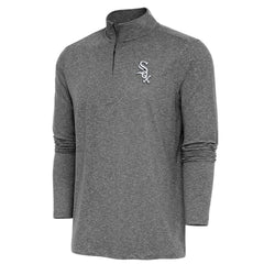 Chicago White Sox Antigua Hunk Quarter-Zip Pullover Top - Heather Black