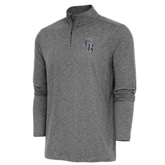 Colorado Rockies Antigua Hunk Quarter-Zip Pullover Top - Heather Black