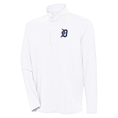 Detroit Tigers Antigua Hunk Quarter-Zip Pullover Top - White