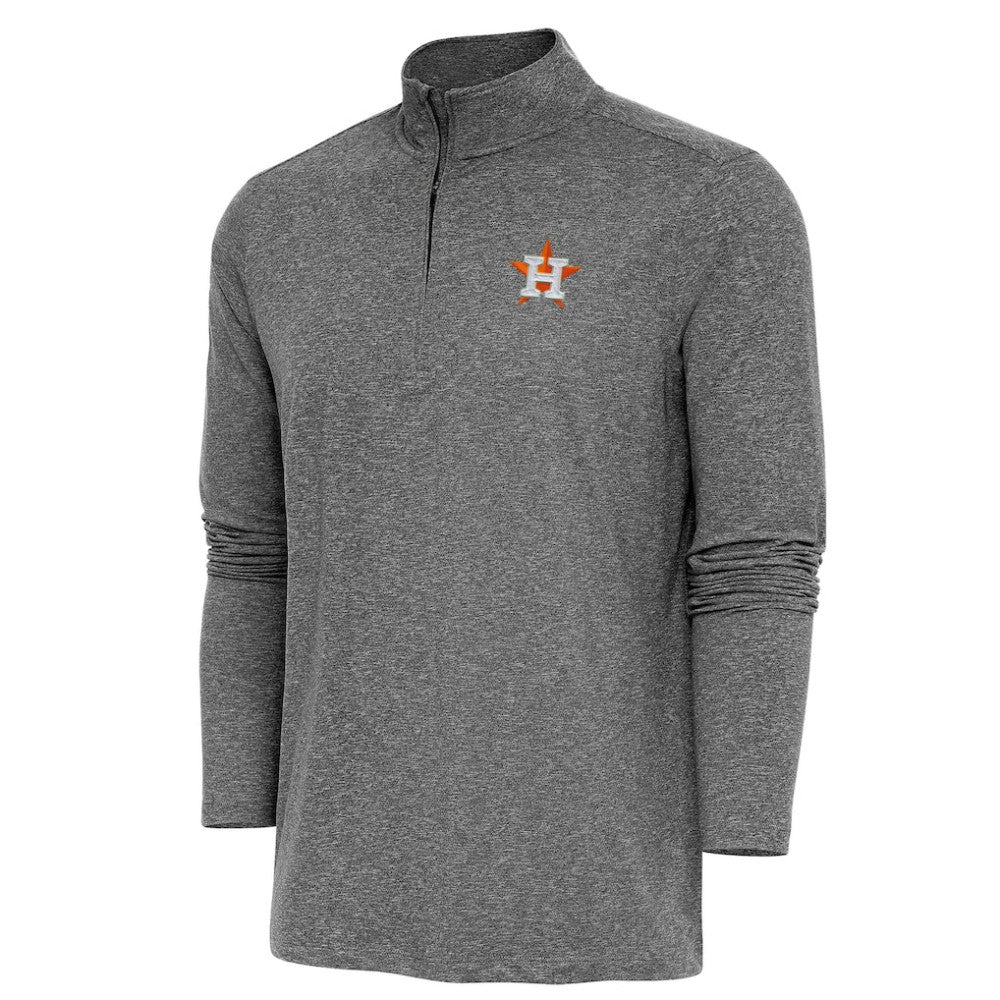 Houston Astros Antigua Hunk Quarter-Zip Pullover Top - Heather Black