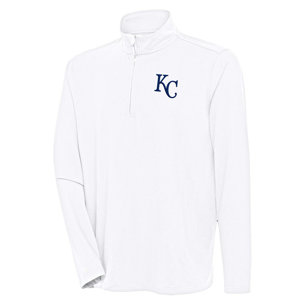 Kansas City Royals Antigua Hunk Quarter-Zip Pullover Top - White