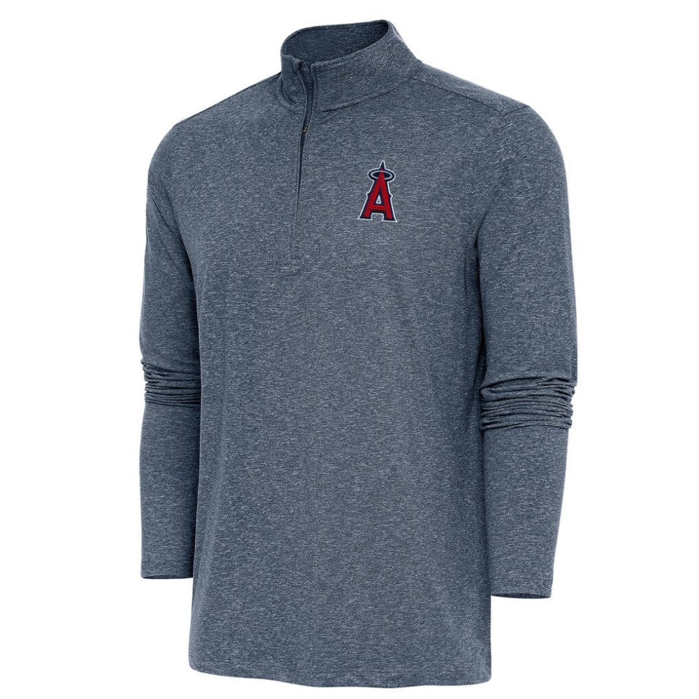 Los Angeles Angels Antigua Hunk Quarter-Zip Pullover Top - Heather Navy