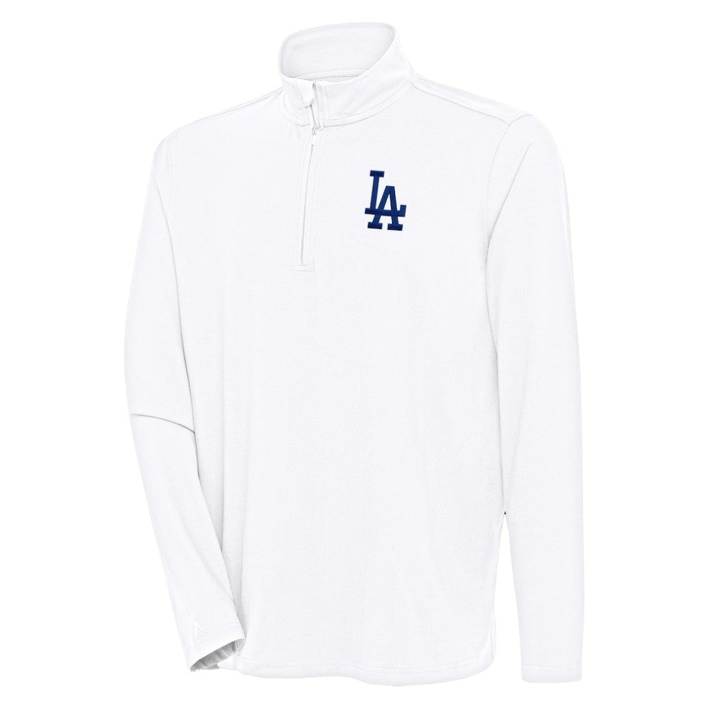 Los Angeles Dodgers Antigua Hunk Quarter-Zip Pullover Top - White