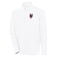 New York Mets Antigua Hunk Quarter-Zip Pullover Top - White