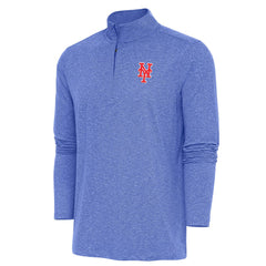 New York Mets Antigua Hunk Quarter-Zip Pullover Top - Heather Royal