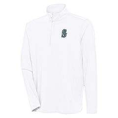 Seattle Mariners Antigua Hunk Quarter-Zip Pullover Top - White